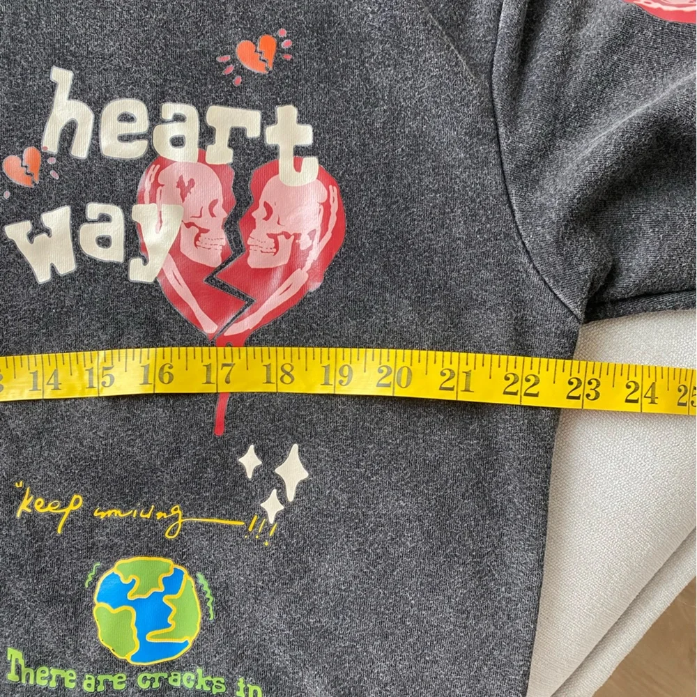 ROMWE Soft Lightweight Dark Gray Graphic Hoodie‎ size S